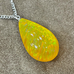 🌈SALE‼️京都オパール樹脂含浸タイプ超クリアーイエローデカ玉ゴールドネックレス🌈