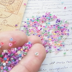 厳選 ビーズ 透明虹芯 7ｇ×2袋 丸小 丸中 グラス シードビーズ レジン 素材 ネイル 封入 材料 アクセサリーパーツ (BE5×2)