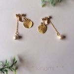 《再×16》gold moon×ゆらゆらコットンパールのイヤリング＊＊
