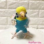 【3/13（土）20時〜販売🌸】セキセイインコ　レインボー　あみぐるみ　編みぐるみ　インコ　いんこ　レース編み　人形　ぬいぐるみ　小物　コトリサ　kotorisa