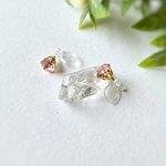 桜 6mm スワロフスキーの一粒ノンホールピアス ライトローズイグナイト