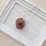 お花とパールのサークルショルダーかごバッグ(Beige ×Brown)