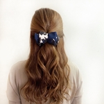 ［送料無料］バナナクリップ・レーヨンリネン・ネイビー×ブラック