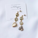 2連ユーフォルビアレジンと天然シェルビーズのピアス/イヤリング