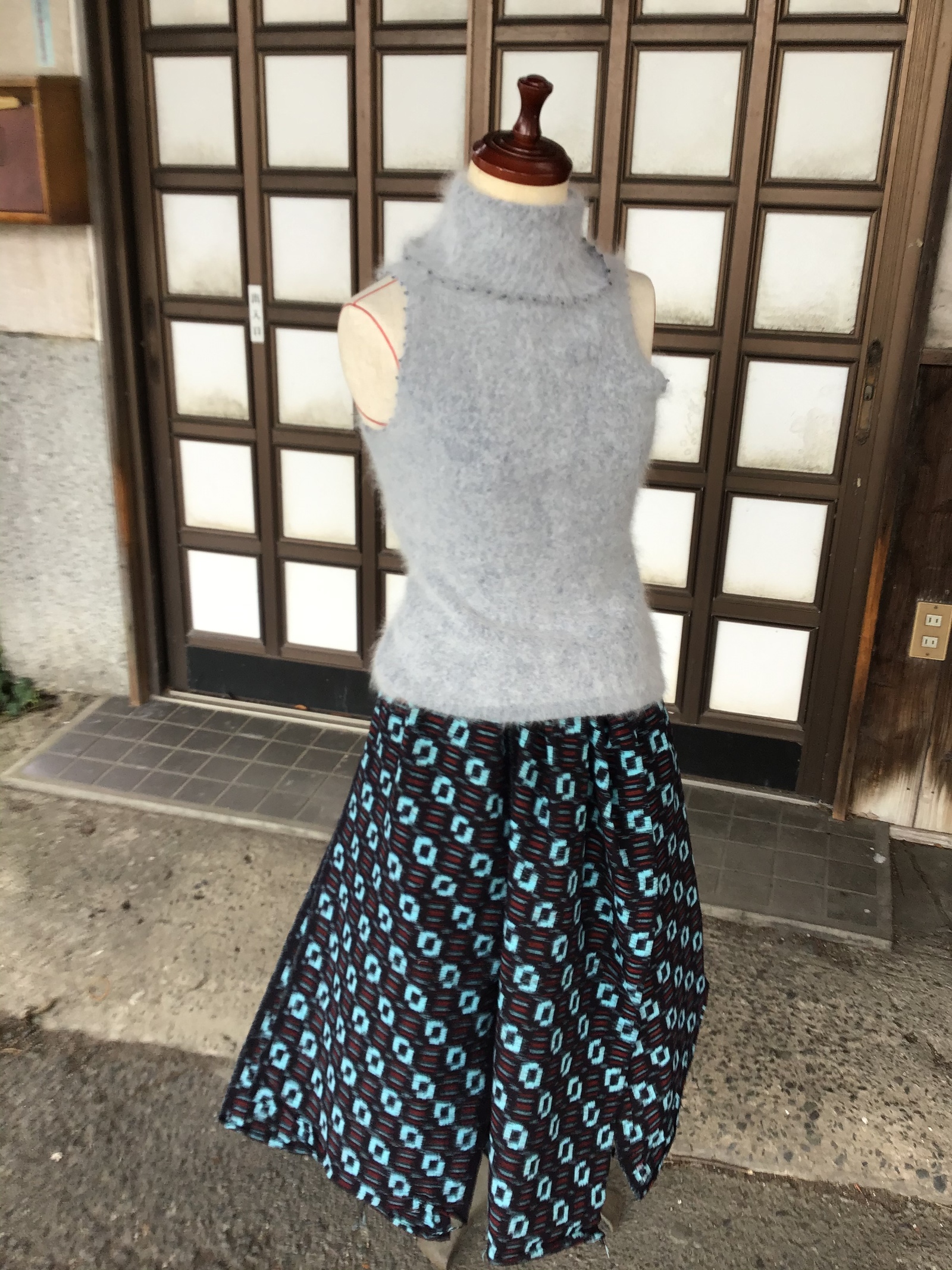 久留米かすり　反物　Antique　Vintage　ハンドメイド 久留米絣 古代絣（ 紺 レディース 未仕立て 反物 古典