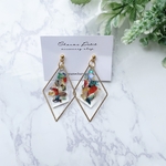 ミックスシェルのひし形フープピアス/イヤリング