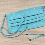 NEW⭐️ロング リボンマスク 【ドット水玉柄　ミントグリーン】（ノーズワイヤー、フィルターポケット付きマスク　不織布マスクカバーにも）