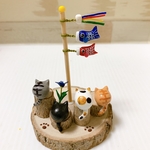 鯉のぼりとねこ