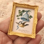 イースター特集＊アートフレーム（ゴールド）＊FORGET ME NOT 忘れな草と幸せの小鳥
