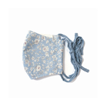 lady flower ribbon mask〈 blue 〉【  おしゃれ　大人 立体 布マスク リボンマスク　きれいめマスク　マスクカバー　フィルターポケット　花柄　】