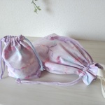 お着替え巾着 リボンパープル(裏付)