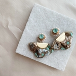 スワロフスキーとインド刺繍リボンのピアス＊イヤリング　ミニサイズ