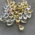 半額SALE【カラー選択】カラーアクアマリン　ペアシェイプ(ヘリオドール・モルガナイト）　サージカルステンレスネックレス40cm 