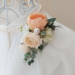 コーラルオレンジ ミニローズ ナチュラルコサージュ アーティフィシャルフラワー  入園 入学 卒園 卒業 結婚式 発表会
