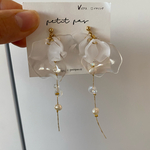 クリアペタルフラワー&オリジナルチェーンピアス/イヤリング