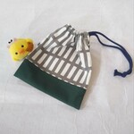 20×17 巾着袋(北欧グレイ×モスグリーン)