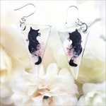猫とお花のクリアピアス（triangle）