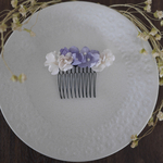 布花　髪かざり　くすみpurple × white