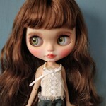 186.※ブライスアウトフィット※1/6ドール服※単品※白の編み上げリボンキャミソール