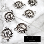 6個入)antique silver flower connector charm