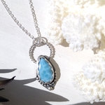 ♡最高に可愛い♡青い海のカケラの雫Necklace -青い波模様！ボヘミアン＆スタイリッシュ♡ハイクオリティラリマーネックレス-silver925