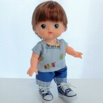あおくん　メルちゃん男の子　服　2点セット　水色　汽車　青パンツ　メルちゃんサイズ　ソランちゃん服　ホルンくん