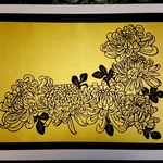（（kiyo様用））切り絵　菊　黒　原画