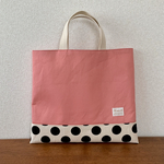 小さめレッスンバッグ＊サーモンピンク×ドット　