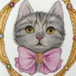アメリカンショートヘアの子猫のイラストカード