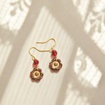 ゆれるお花のピアス【レッド/レッド】