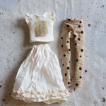 3153＊森のうさぎプリントTシャツ＆レギンス＆ペチコート　３点セット　＊ blythe outfit＊ブライス ＊