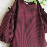 キャンディーワンピース☆サイズ９０　ーワインレッド千鳥柄ー