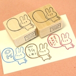 ゴム版はんこ・うさぎ ふきだし風船(大)