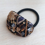 インド刺繍 ヘアゴム handmade ブラック ブルー