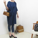 **aya様ご予約品**2296　リネンのワンピース　ネイビー
