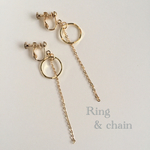 リング&チェーンイヤリング（ピアス）