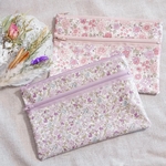 antique flower ✵ ダブルスァスナーのラミネートポーチ