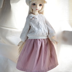 40㎝ドール対応　ふだんぎ　きなりいろ　無地スカート