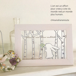 白樺の森　うさぎ　ハンドメイドステンドグラス風　ギャラリーグラスアート