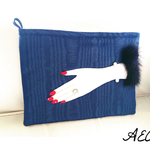 Madame's Hand clutch bag (navy&mink)