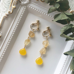 シトリン × ハニーカラージェードのロングイヤリング / ピアス