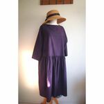 しっとりcottonパープル*ロング丈ローウエストワンピース