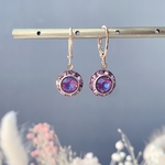 スワロフスキーのラウンドドロップピアス／イヤリング-light améthyste & burgundy delite-