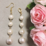 【kanamaryu77様専用🌸】コットンパール段々ピアス＆マスクチャーム