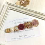 クリアピンク レッドローズ ヘアクリップ