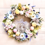 No.wreath-15308★イースターリース21-(3) きらきらバニー・プレート　40cm・アートフラワー/造花リース/大型リース