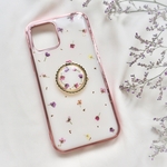 ガーリーな小花ホワイトベース　スマホリング付き　iphone7.8.X.Xs.Xs Max.XR.SE.5.6.11.11pro.11pro max.xperia.android android 