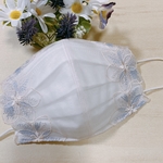 不織布マスクカバー＊チュールレース＊薄ピンク＊ラメ入りお花＊抗菌加工クレンゼ使用