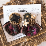 《刺繍リボン》ボタンピアス・イヤリング