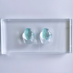 glass wave oval clear mint green Earrings